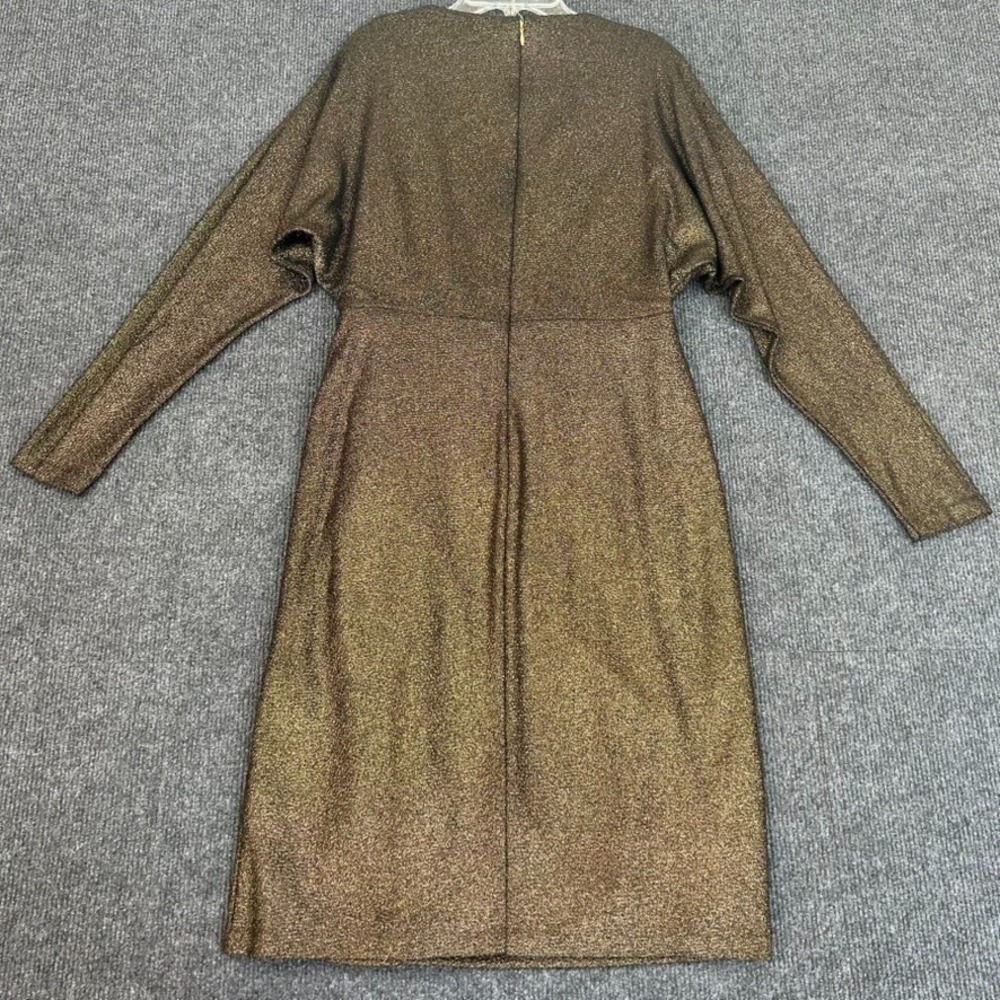 Lauren Ralph Lauren Black Label Gold Metallic Jacquard Dress Size 6 City Party - Picture 12 of 16